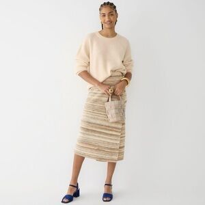 J. Crew Beige and Brown Striped Midi Skirt